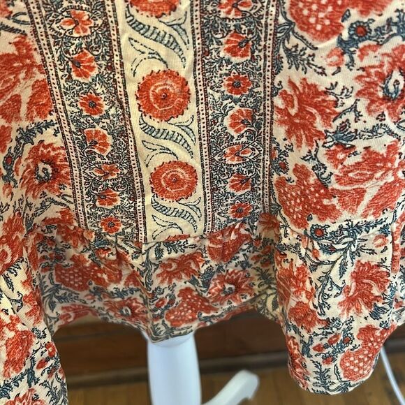 Style & Co vintage orange floral peplum blouse Size PXL - Picture 4 of 10